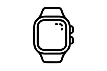 smartwatch vector black and white silhouette line art