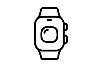 smartwatch vector black and white silhouette line art