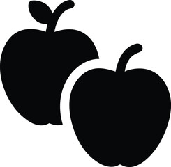 Minimalist Two Apple Silhouette Vector Icon Healthy Fruit Design



