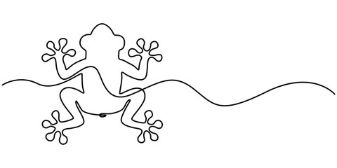Continuous line drawing of frog. One line of frog, Amphibian animal concept continuous line art. Editable outline. 