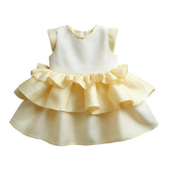 Cream and pale yellow tiered ruffled dress