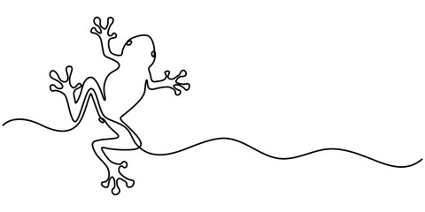 Continuous line drawing of frog. One line of frog, Amphibian animal concept continuous line art. Editable outline. 