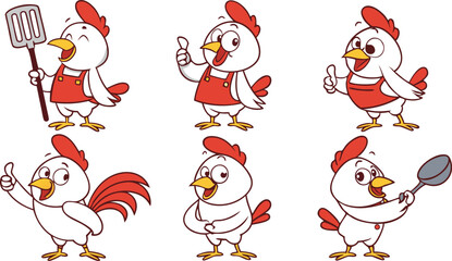 Set of Cock vector design, Cock logo and icon Design, Chef Chicken Illustration vector design