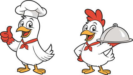 Chicken vector design, Cock logo and icon Design, Chef Cock Illustration vector design