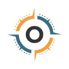 Compass Logo Combine With Letter O Vector Template