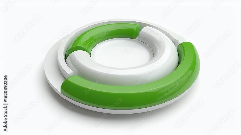 Poster modern 3d green and white spiral object representing progress on a clean background