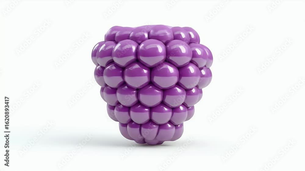 Poster modern 3d render of a glossy purple abstract shape slowly rotating on a white background