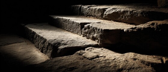 Illuminated stone steps architecture dark background