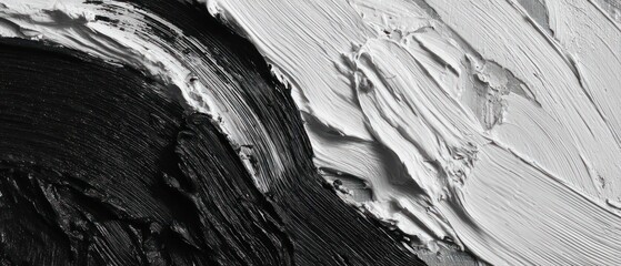 Monochromatic Abstract Canvas: Black and White Acrylic Strokes