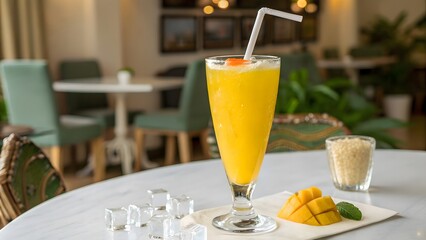 mango juice in a glass