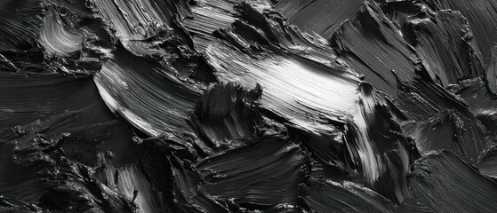 Abstract Monochrome Impasto Painting: A Study in Black and White
