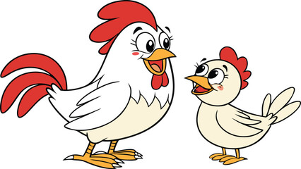 Chicken and baby chicken vector design, Cock illustration vector design © Roma Digital