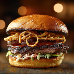 A yummy barbecue brisket burger