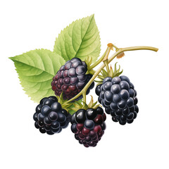 Blackberry with leaf isolated on transparent background Remove png