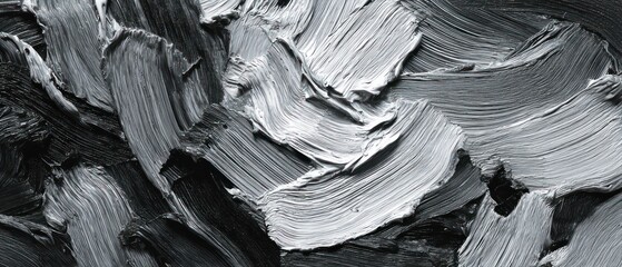Abstract Monochromatic Impasto Painting: Shades of Gray and Black