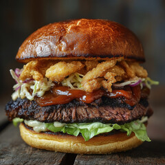A yummy barbecue brisket burger
