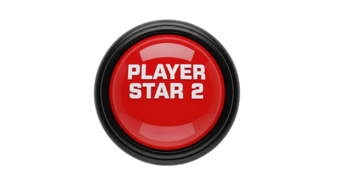 Red Arcade Button with Player Start 2 Text
