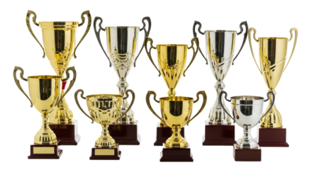 Collection of Gold and Silver Trophy Cups
