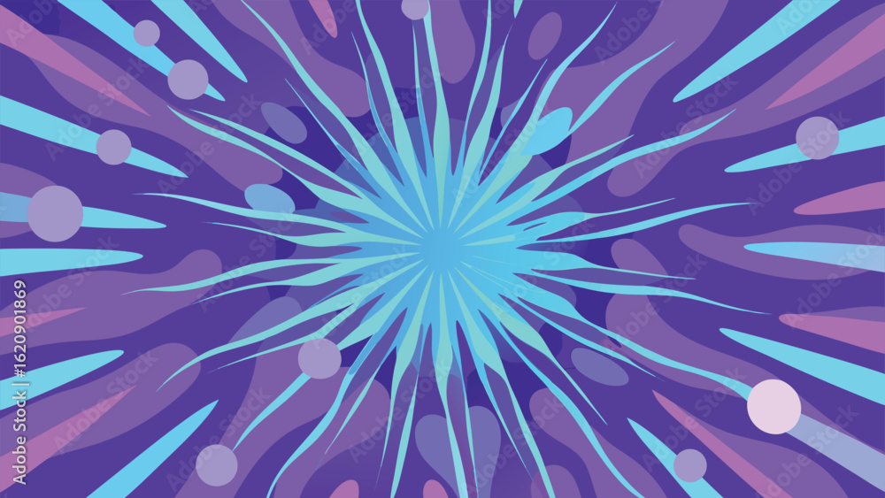 Poster dynamic abstract burst composition with gradient colors on transparent background