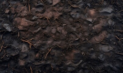 Dark, fertile soil revealing intricate roots, highlighting natural complexity and underlying growth potential in ground environment