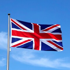 British flag waving in clear sky (1)