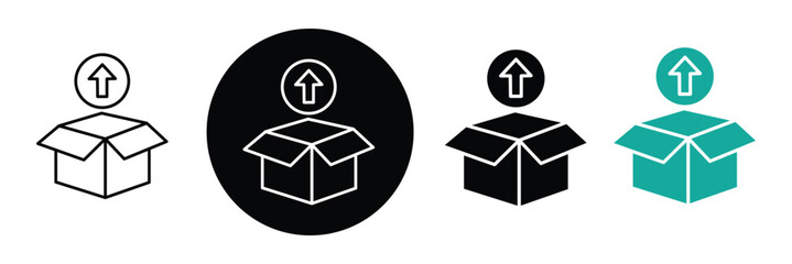 Box delivery icon set. Shopping package box. Cardboard box icons in flat style. Vector illustration.