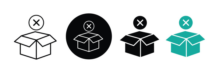 Box delivery icon set. Shopping package box. Cardboard box icons in flat style. Vector illustration.