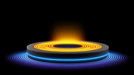 Circular pattern of fading dot rings centered over a shifting gradient base, giving the illusion of movement and dimension