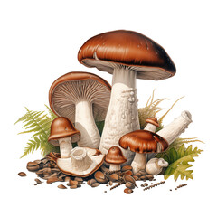 Delicious Shiitake and Enoki Mushrooms isolated on transparent background Remove png