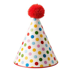 3d polka dot party hat with red pom pom