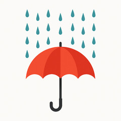 Red umbrella in the rain