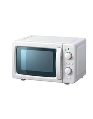 Isolated White Microwave Oven with Controls and Handle