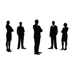 Group-of-corporate-professionals--black-silhouette