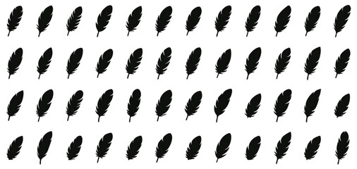 silhouette Feather set of white background