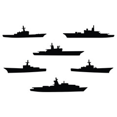 Fototapeta premium fleet-of-battleship-silhouettes-in-formation