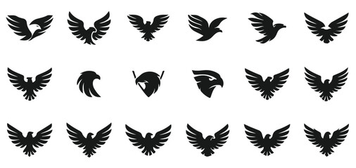 Eagle logo set different style white background