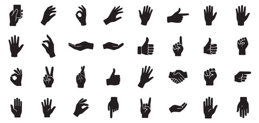 Black hand set different style of white background