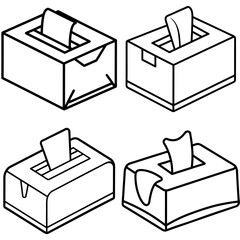 Tissue Box Coloring Page, Facial Tissue Container Outline, Home Accessory Drawing, Hygiene Coloring Sheet