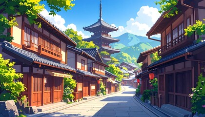 Japanese village street scene (2)