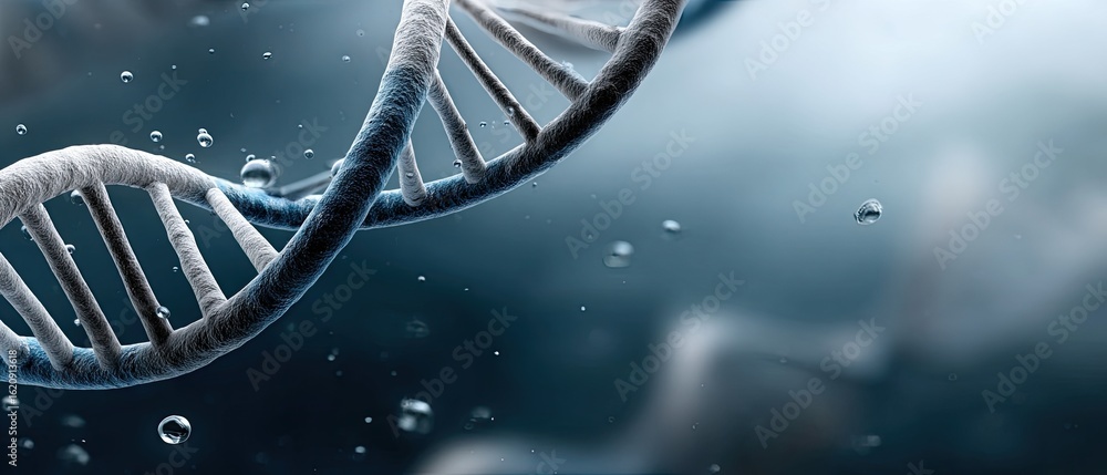 Poster close-up of a dna double helix showcases intricate strands and textured patterns, emphasizing the be