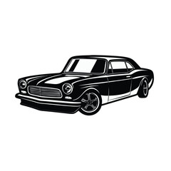 Obraz premium Silhouette-set-of-various-vintage-cars--black