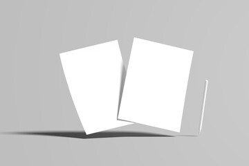Two paper invitation cards on trendy grey background with copy space for pen design presentation
