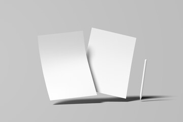 a4 flyer blank mockup modern with pen mockup