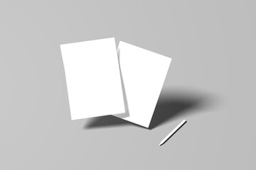 a4 flyer blank mockup modern with pen mockup