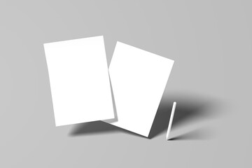 a4 flyer blank mockup modern with pen mockup