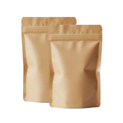 Obraz premium Two Brown Kraft Paper Pouches with Zipper Closure for Food Packaging and Product Presentation, Ideal for Branding and Sustainable Business Solutions