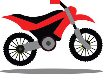 High-quality vector illustration of a red and black dirt motorbike in EPS format. Perfect for off-road racing themes, extreme sports posters, automotive t-shirt designs, or digital projects.