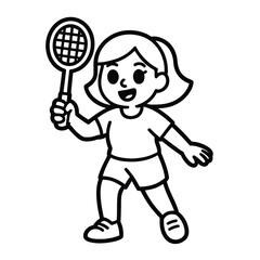 Girl playing badminton racket sport