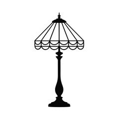 Ornate lamp silhouette black white