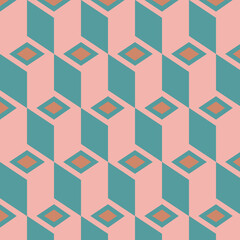 Geometric Pattern with 3D Cubes and Diamonds